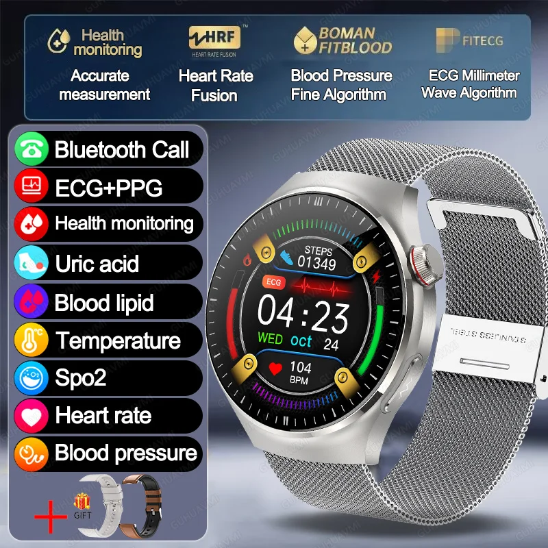 2025 New GT5 Pro Micro examination Health SmartWatch Sapphire AMOLED Screen ECG+PPG Blood fat Uric acid Organ monitor smartwatch