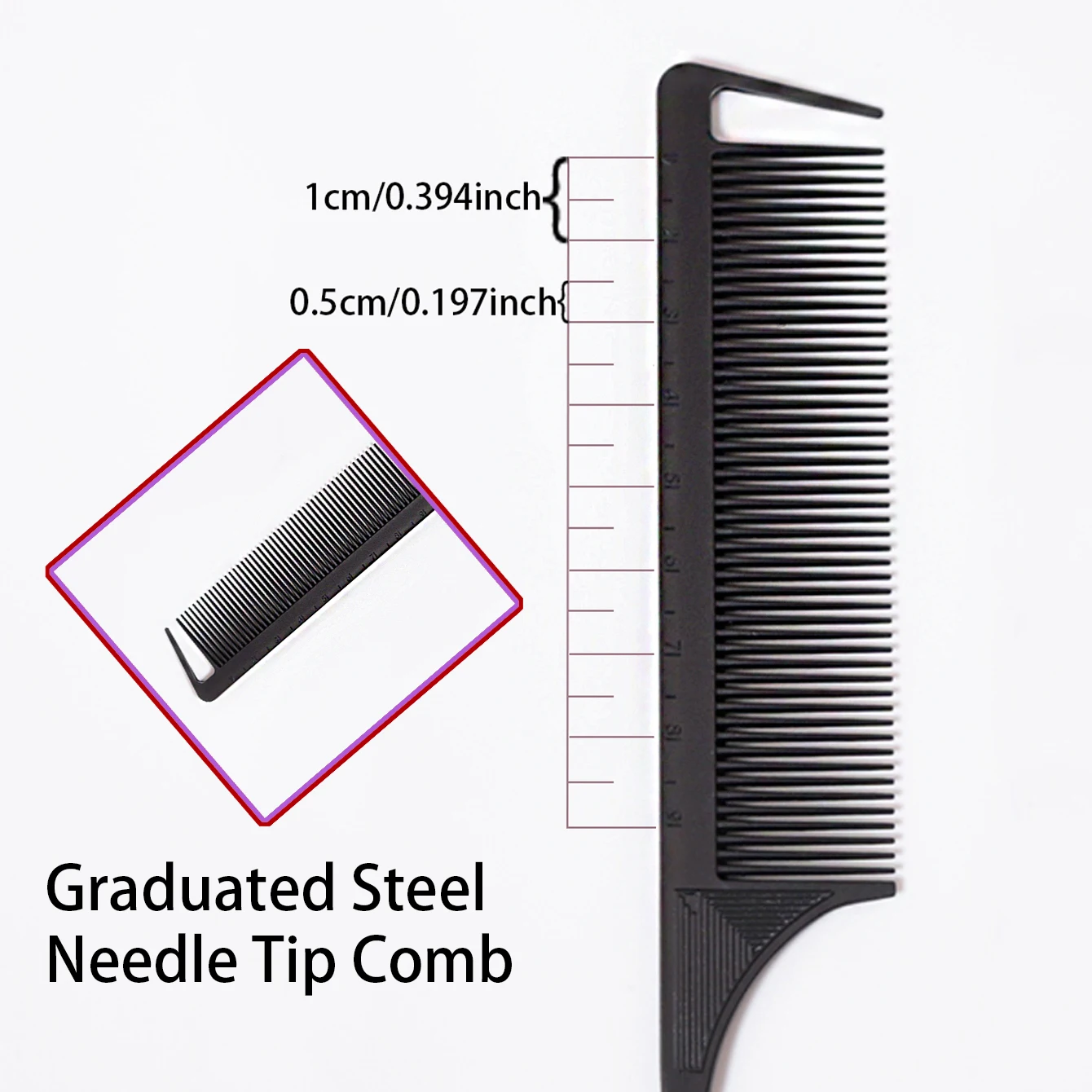 3本の金属製の針が付いたマウスの尾の櫛,本物の髪のかつらに特別