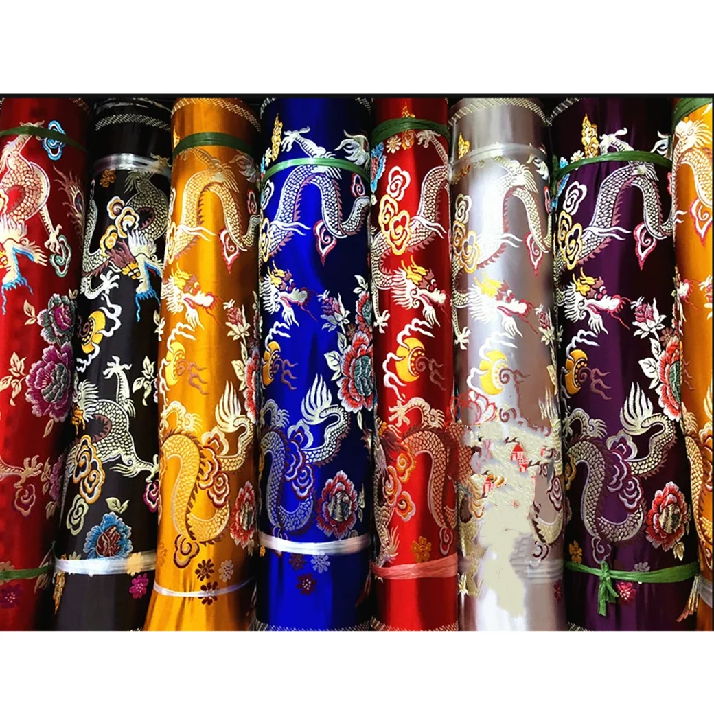 Tibetan Silk Decorations for Buddhist Temples Dragon & Phoenix Pattern Multiple Colors Available Width 72cm for Altar Or Home De