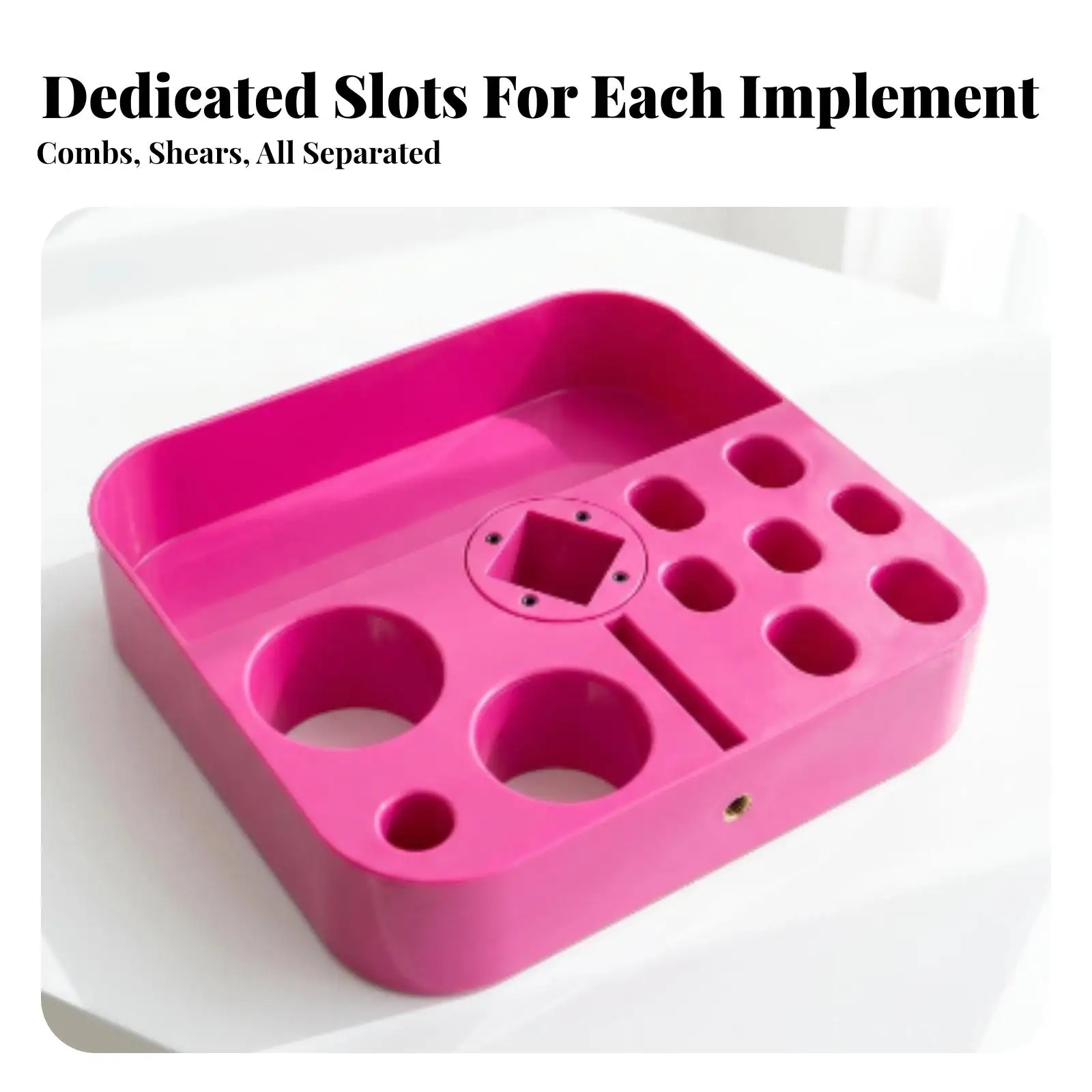 Rotating Pet Grooming Organizer Tray with Clamp for Dog Brush Scissor Clipper Storage Supplies Holder
