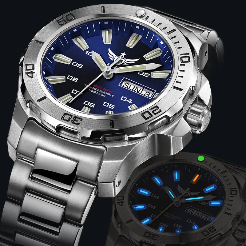 YELANG V5.1 Men's Watch 44mm Water Ghost Diver Watch 300M Waterproof SW220 Automatic Mechanical Watch for Men Luminous Sapphire