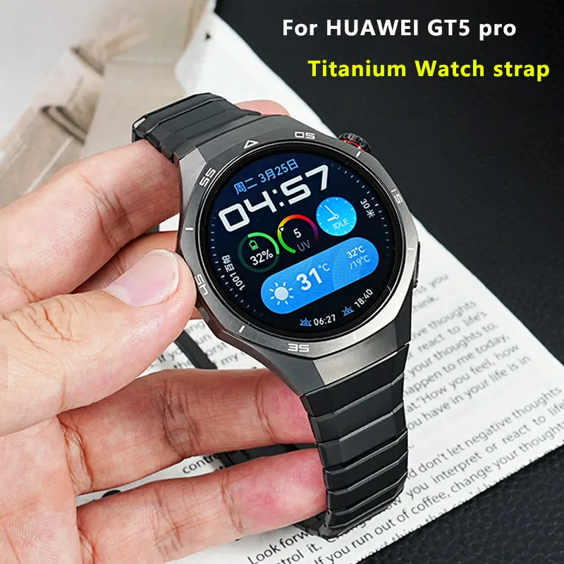 

For HUAWEI GT5 pro Titanium Metal Watch strap 22mm Men's Gray Black Curved End Smart Watchband Quick release Bracelet attachment