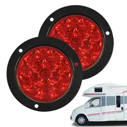 Tail Lights For Trailer Waterproof 4inch Round Red Amber LED Trailer Tail Lights 2PCS LED Tail Lights Kit For Rv Truck Trailer