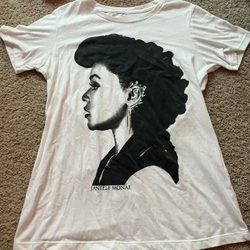 New Popular Janelle Monae White T Shirt Cotton Full Size