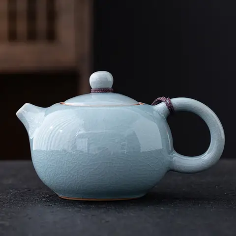 Ge Yao Teiera in ceramica tazza da tè manuale cinese con crepa di ghiaccio teiera divisa può sollevare teiere Xishi teiera Kung Fu per uso domestico