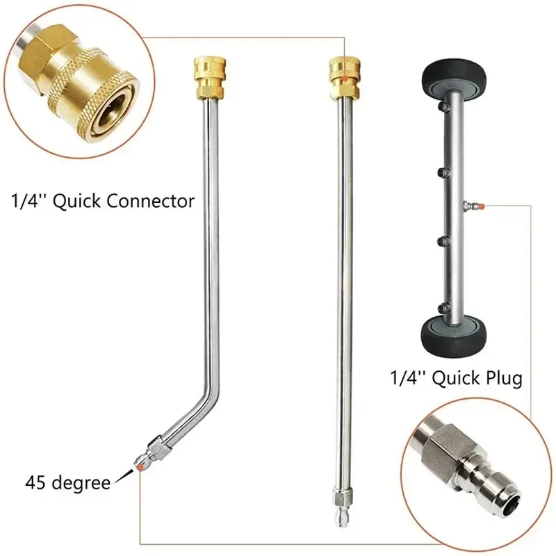 5000PSI 15inch Pressure Washer Undercarriage Cleaner Water Broom Car Chassis Wash 4 Spraye Nozzle