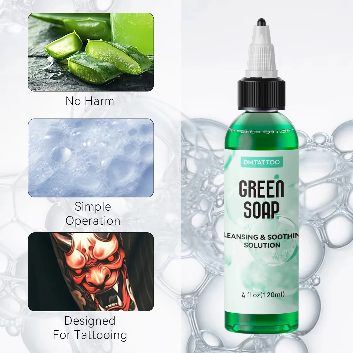 30/120ml Ultra Concentrated Green Tattoo Soap , Tattoo Soap Tattoo Supplies for Tattoos Piercings, Clean Skin Equipment view 4