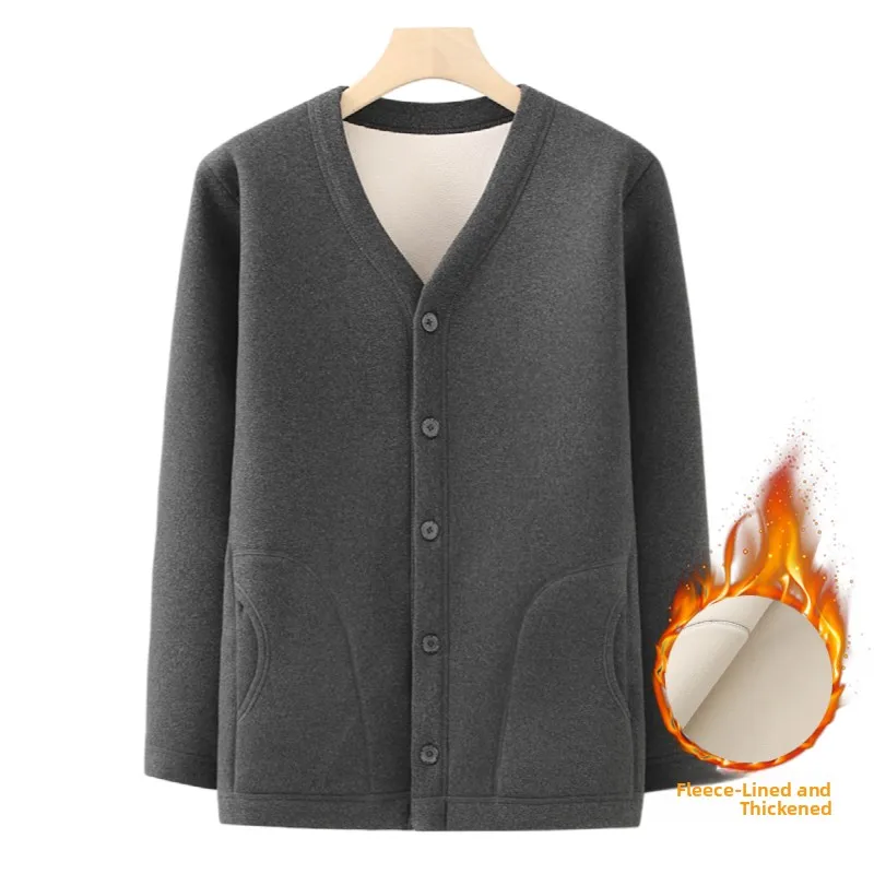 

Men's Thiened Fce Lined Cotton Jaet Warm Casual Wear for Middle-Aged And ly Inner Wear Winter Clothes for andpa