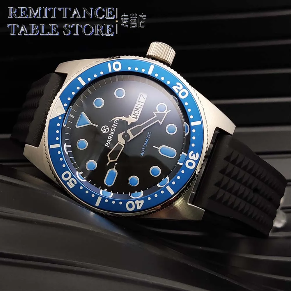 40mm Men's New Automatic Mechanical Watch Stainless Steel Case Black Rubber Strap Sapphire Waterproof Wristwatch