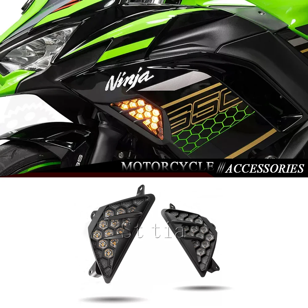 

For Kawasaki Ninja 650 Ninja 650R 2012-2024 Ninja 1000 Ninja 1000SX Motorcycle Front LED Turn Signal Indicator Flasher Light