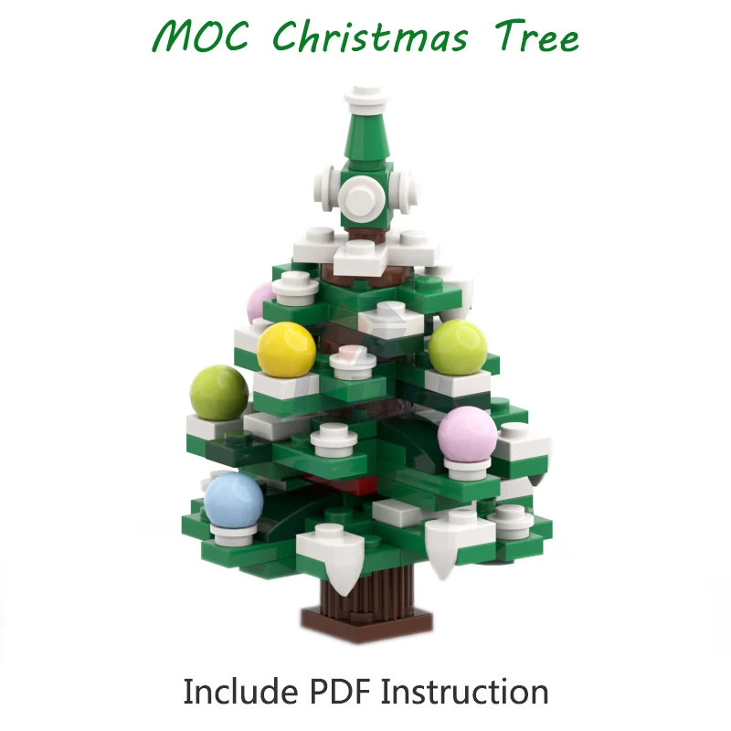 Winter Tree Model Building Blocks Xmas City Street Snow Scene Assembly MOC Bricks Creative Kid DIY Toy Christmas Children Gifts