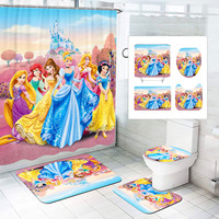 Princess Ariel Kitchens Door Bathroom Accessories Shower Curtain Anime 4 Piece Set Mats And Curtains For Living Room Decor Sets