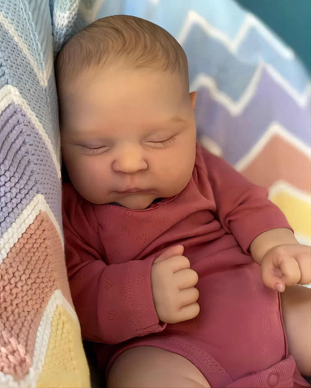 48CM Finished Reborn Doll Sleeping Peaches Soft Body Lifelike Baby with 3D Skin Multiple Layers Veins muñeca bonecas bebe reborn