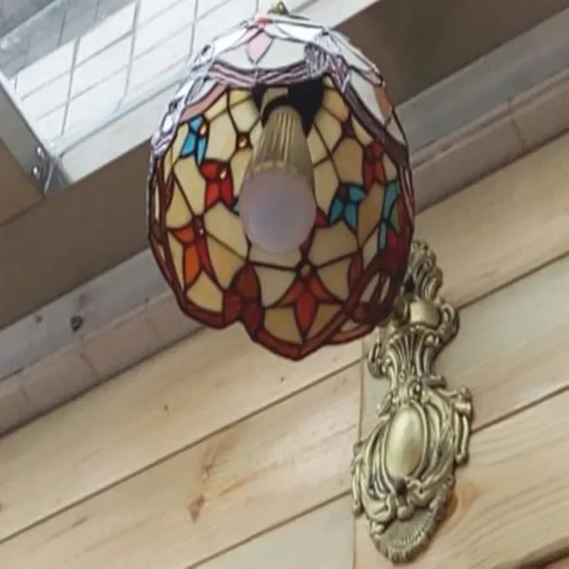 Stained Glass Wall Lamps Baroque Light Fixtures  Sconces For Living Room Mirror Front Lamp Bedside LED  Lights