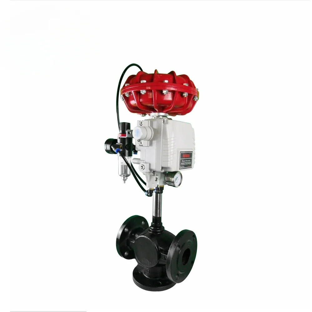 DN50 PN16 Pneumatic Actuator Heat Transfer Oil Control Proportional Flow Control 3-way Valve