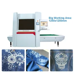 Big Size Auto Feeding Engraver for Denim Washing Laundry Galvo Jeans Laser Engraving Machine