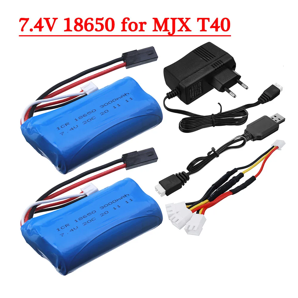 7.4V 3000mah 18650 Battery /2S Charger for MJX T40 T40C F39 F49 T39 BG1518 BG1513 BG1515 BG1507 BG1506 1/12 RC truck Car toys