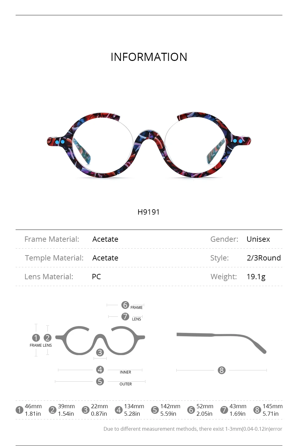 HEPIDEM Acetat Brille Rahmen Männer Marke Designer Runde Frauen Nerd Brillen japanische handgemachte Brille Vintage Brillen 9158 – Detail 25