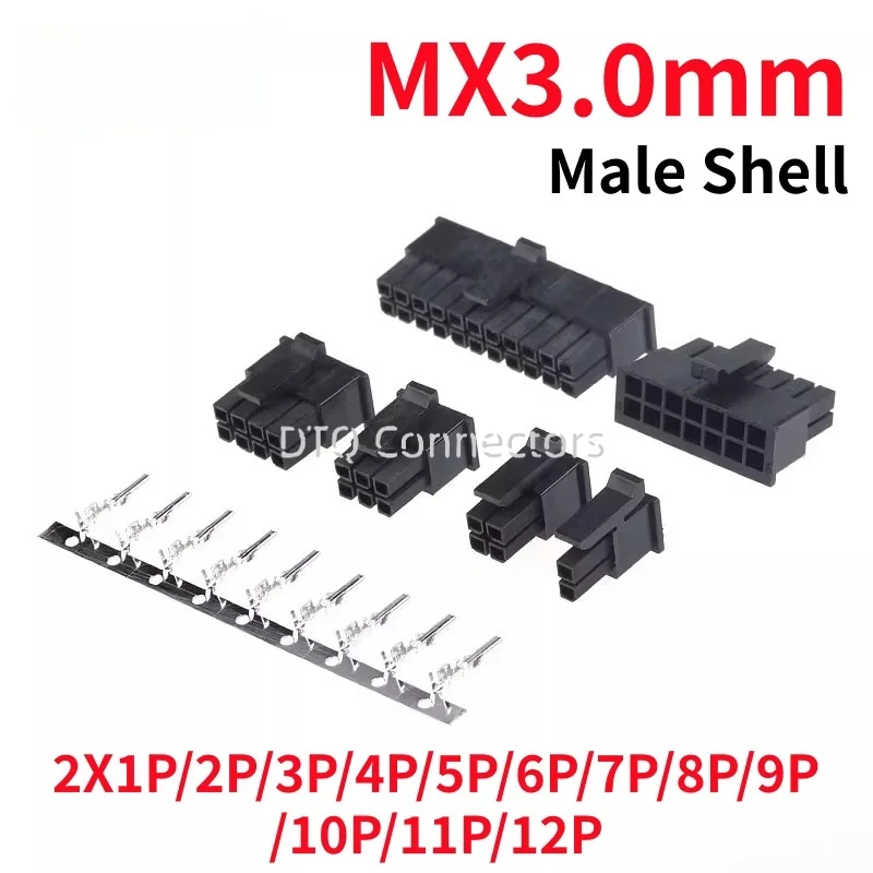 

10 комплектов Micro-Fit 3.0 2P 4P 6P Разъем с шагом 3,0 мм, штекерный корпус 8P 10P 12 16P 18P 20P 24-контактный мини 5557/43025 Мужской корпус + клемма