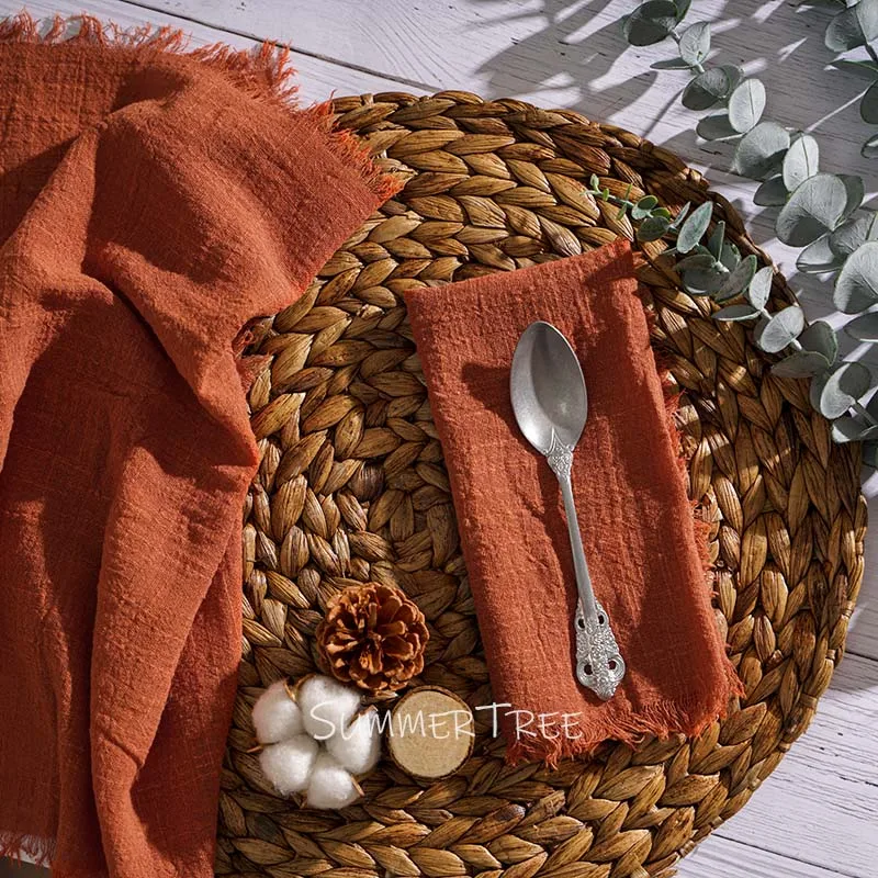 6pcs/lot Large Napkins Rustic Gauze Cotton Cloth 41x41cm Tea Towel Retro Cheesecloth Linen Wedding Party Table Decoration