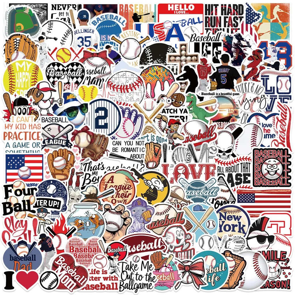 100 Stück Cartoon-Baseball-Graffiti-Aufkleber – wasserdicht für DIY-Dekoration auf Gitarre, Notebook und Gepäck, AufnahmeYourLife Store
