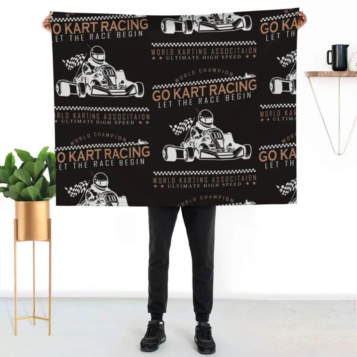 Go kart / racer Throw Blanket Decorative Beds Nap Luxury Thicken Bed linens For Baby Blankets