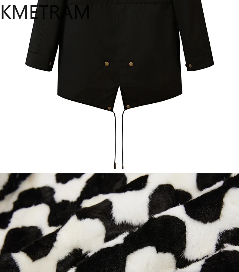KMETRAM Natural Mink-lined Parka Removable Liner Woman Clothing Luxury Real Fur Jacket Raccoon Dog Fur Collar Winter Coats 2025
