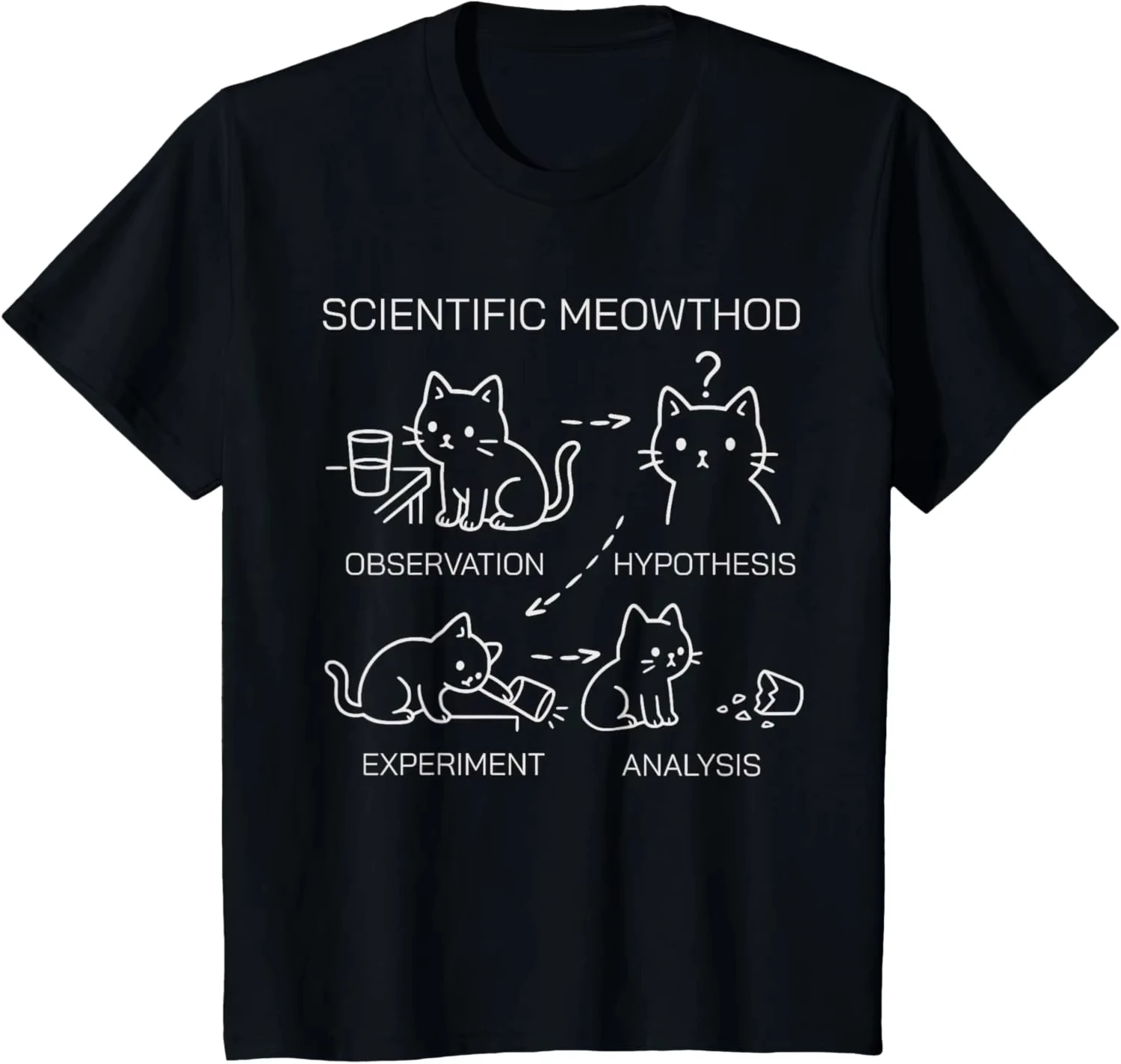 Science Cat Language Fun Science Cat Teacher Student Cool T-shirt Casual Printed T-shirt Top Women Clothing Fashion Personality