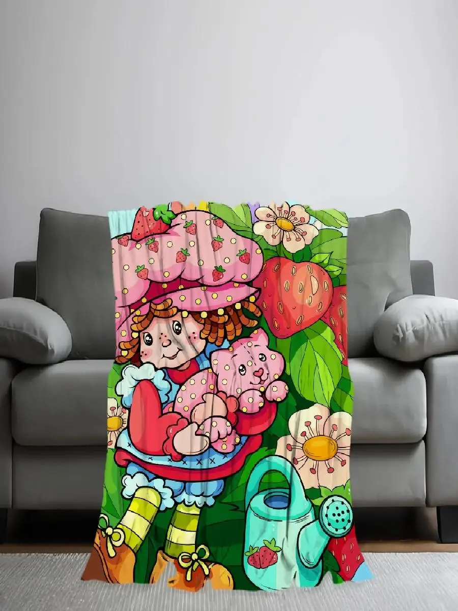 Cute SStrawberry Shortcake Plush Blanket  Soft Warm SkinFriendly Comfort Throw for Sofa Living Room Office Bedroom