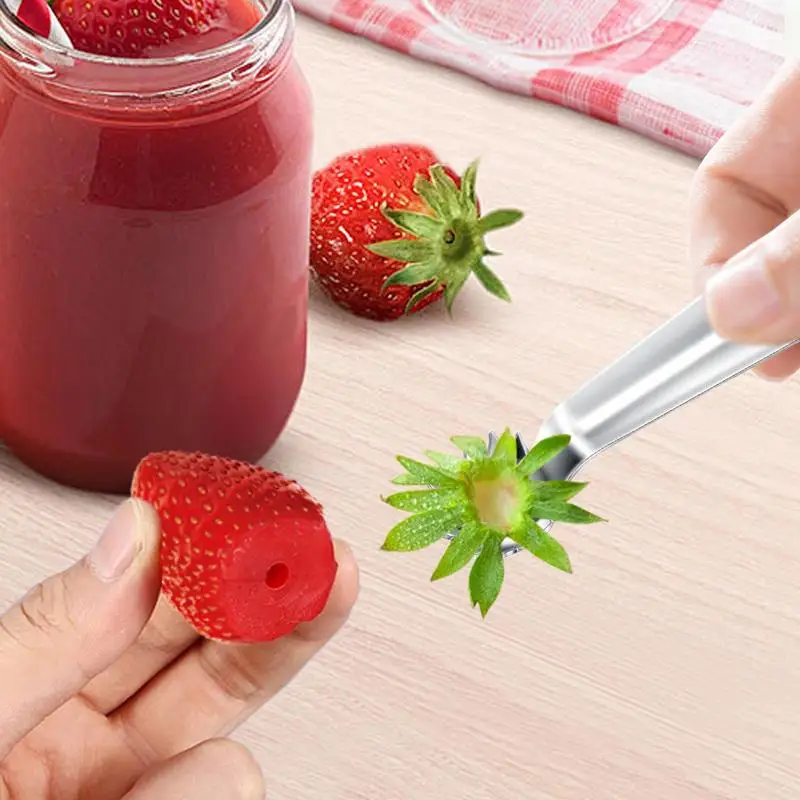 Strawberry Stem Remover Tool Strawberry Stainless Steel Corer Remover Tool Portable Tomato Top Stem Remover Tool Ergonomic view 3