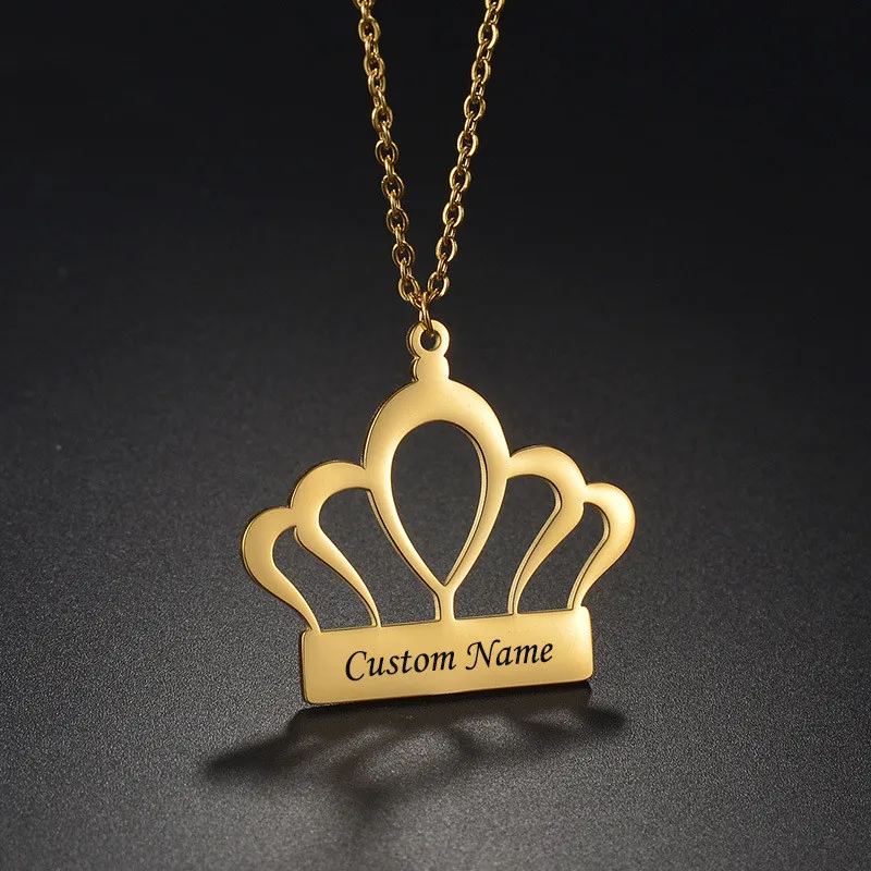 

Personalized Name Necklace For Women Girl With Crown Stainless Steel Custom Handmade Daughter Names Necklace Mother Day Gift