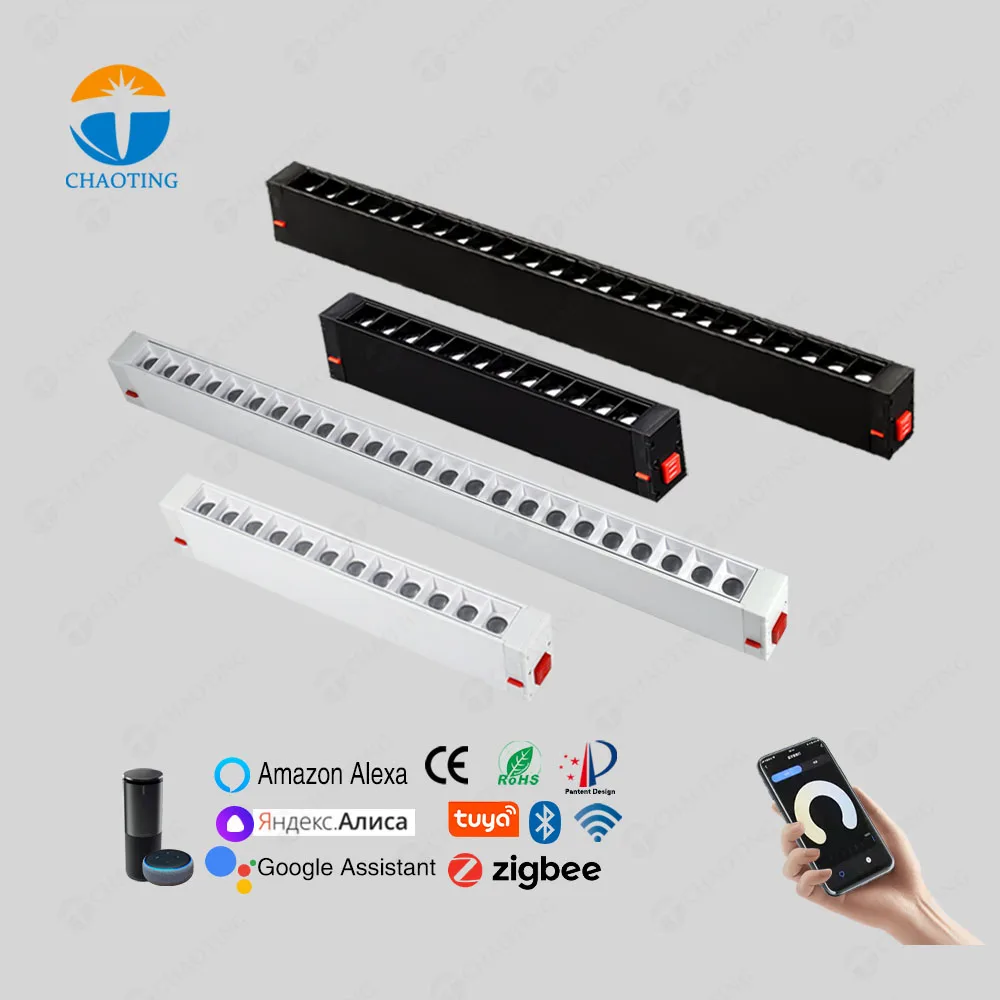 30 Pieces Tuya Smart Wifi 220V Led 9W Track Spot Light 25Mm Magnetic Rail Linear Grille Spotlights For Interior Lighting System