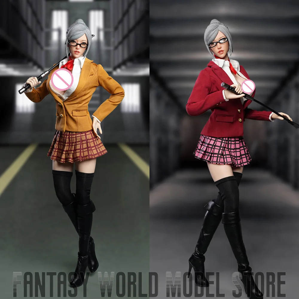 SUPER DUCK SET044 1/6 Cosplay Prison School Shiraki Meiko Uniforms Clothes Set with Head Carved for 12'' Largest Bust Body S20A