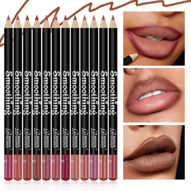 12 pezzi Set di matite per labbra Matita per labbra opaca Rossetto Impermeabile a lunga durata Contour nudo Penna per rossetto Lip Tint Cosmetici