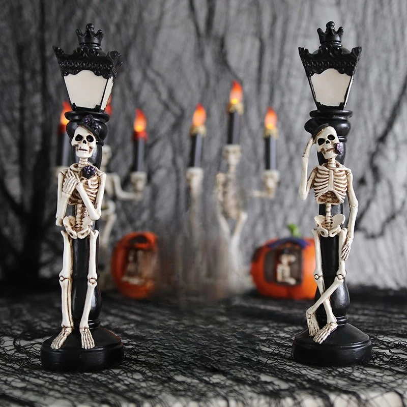 

Halloween Simulation Street Lamp Decorations Glowing Skull Lights Venue Display of Skull Lights
