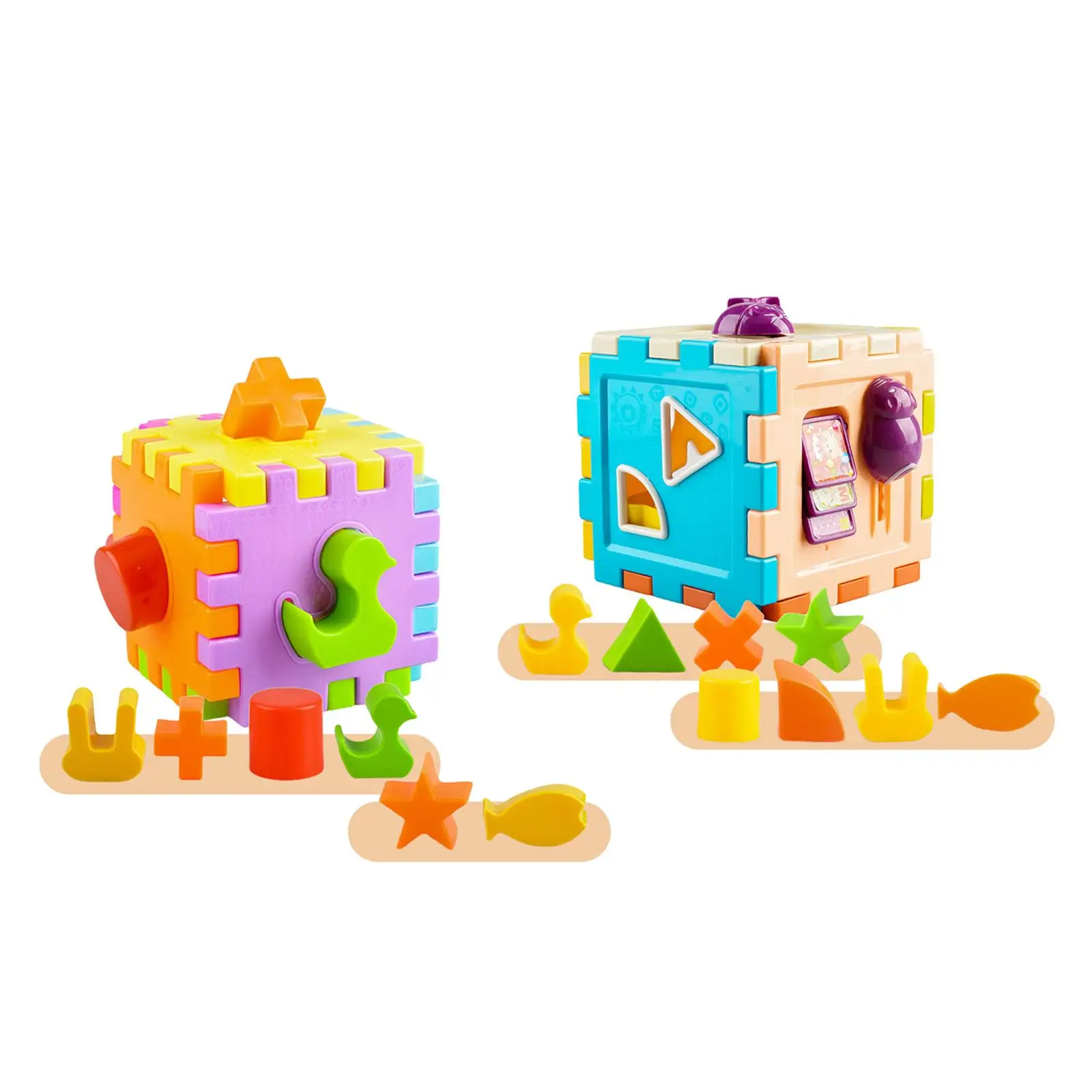 Cubo classificador colorido e brinquedo de aprendizagem de formas, brinquedos classificadores de formas infantis para bebês grandes presentes