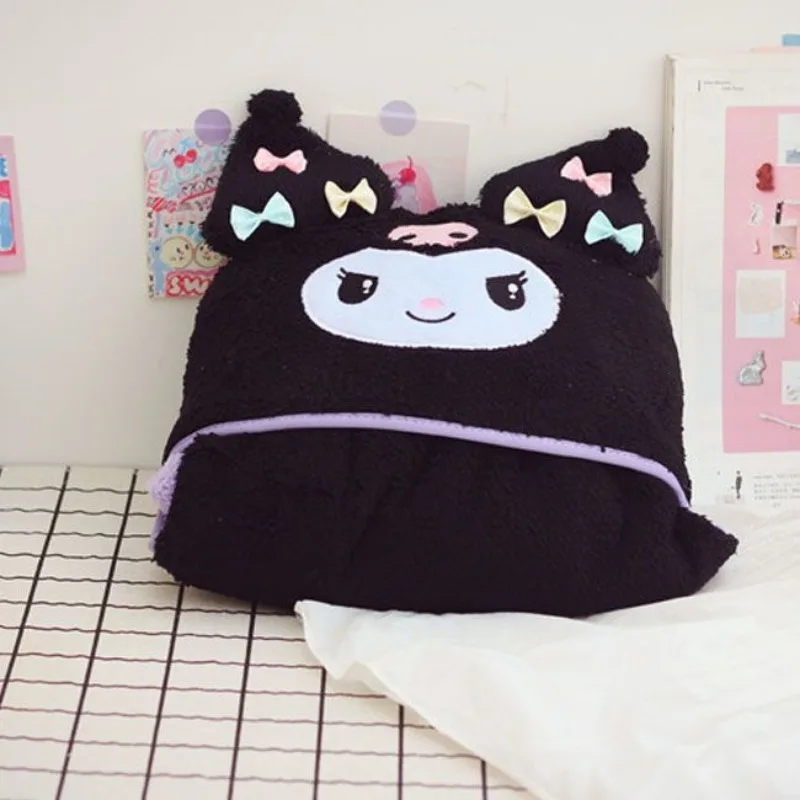 kuromi sweet and cute girly heart creative cartoon fashion high-looking thickened large hooded shawl blanket for men and women