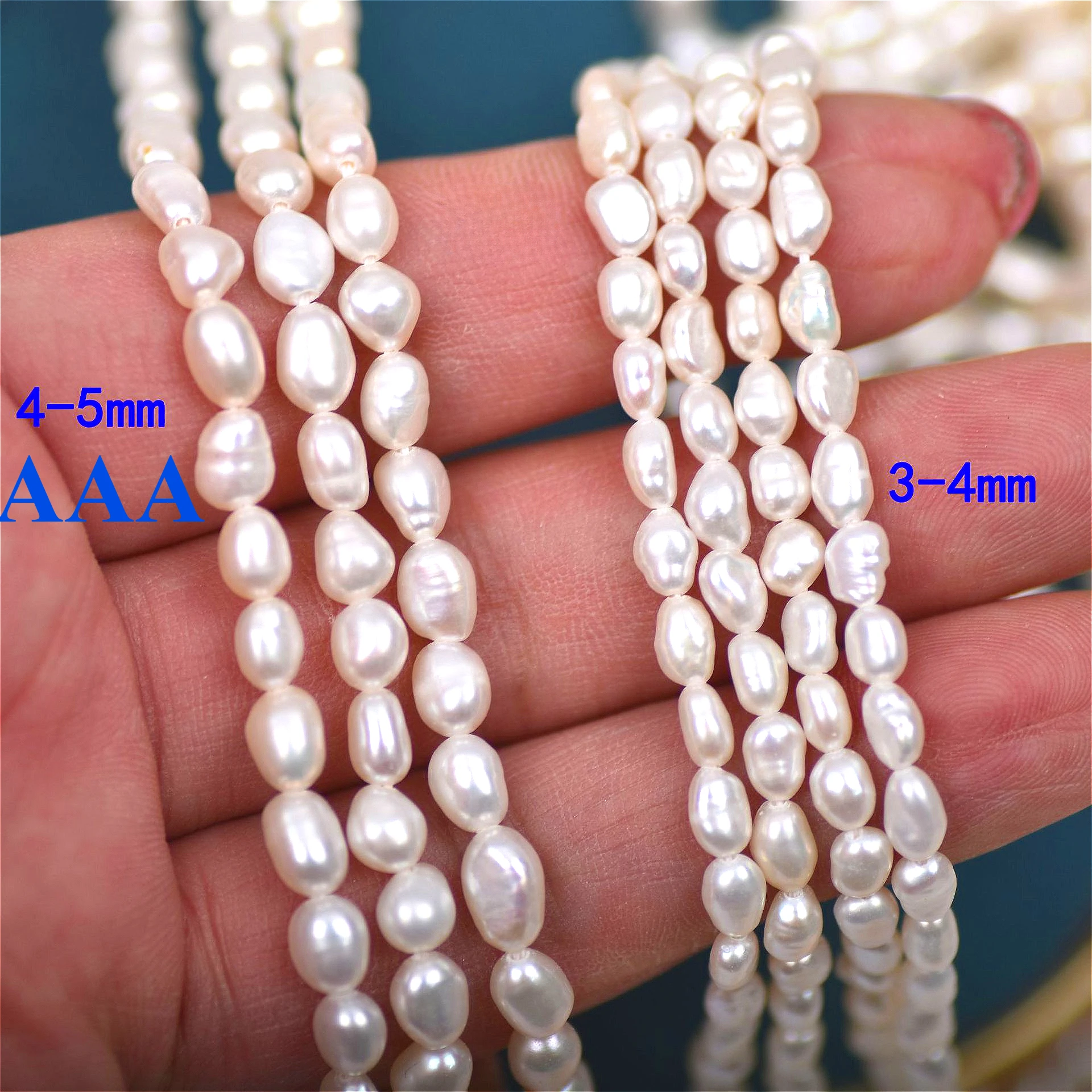 

3-4mm3A Natural Freshwater White Irregular Rice Pearl Velvety Flawless Bead Gift Jewelry Make DIY Necklace Bracelet Accessories
