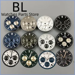 BLIGER  Watch Dial 31.5mm Fit VK63 Quartz Movement Black White Blue Green Contrast Color Dial And Hand Set Green Glow Watch Part