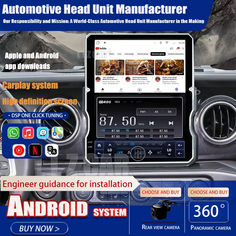 For Jeep Wrangler JL Gladiator Pickups JT 2018-2023 Android Car Radio Multimedia Video Carplay Audio Navigation Head Unit 12.1