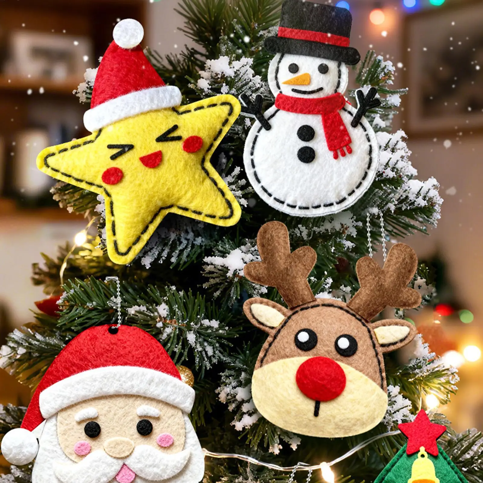 مجموعة الخياطة للأطفال تصنع 6 قطع من زينة عيد الميلاد الممتعة لخياطة عيد الميلاد ورياض الأطفال والمرحلة لمرحلة ما قبل المدرسة وشجرة الحفلات