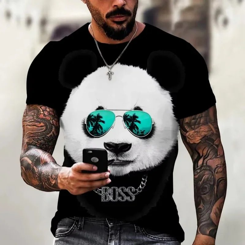 

Sunglasses Panda Pattern T-Shirt For Men Doughnut Astronaut 3D Printed T Shirts Summer Loose Tops Round Neck Short Sleeve Tees