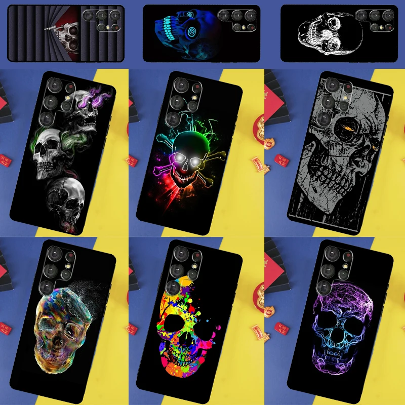 Cool Spooky Skull Face Case For Samsung Galaxy S23 S21 Ultra Note 20 Note 10 Plus S8 S9 S10 S22 Plus S20 FE Cover