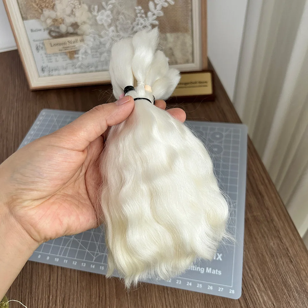 8-9 inch Handmade Angora Mohair Wefts with Cuticles for Custom Wigs, Suitable for Reborn & Blythe Doll DIY, Mohair for Doll