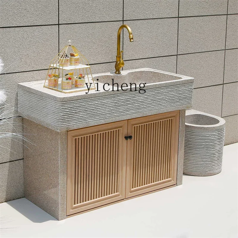 ZZTQH marble laundry pool outdoor whole stone integrated wash basin balcony household granite sink