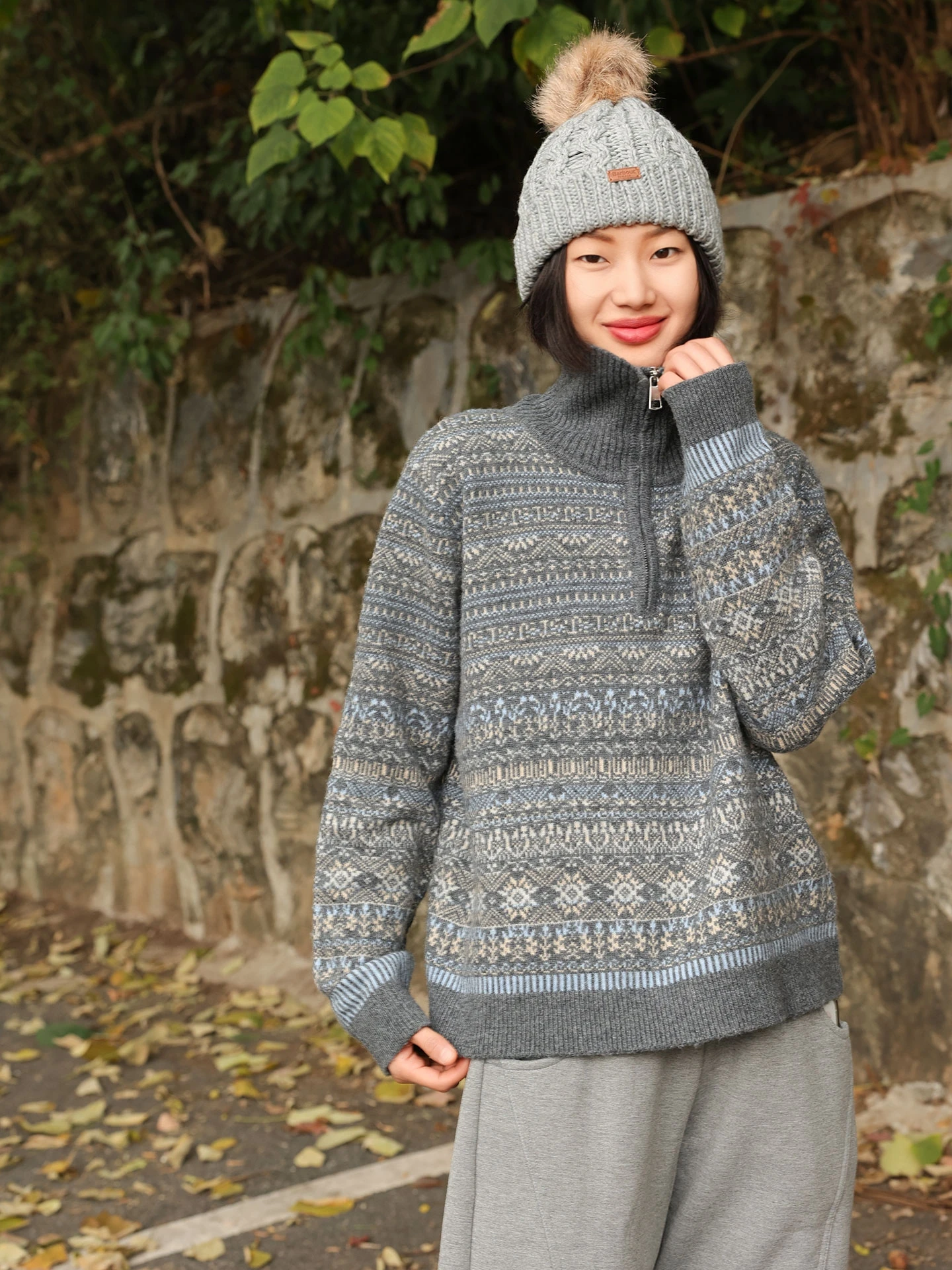 

Свободный крой Fair Isle вязаный шерстяной свитер женский зимний мягкий вязаный длинный пуловер све Turtlene Faionable Casual Sle