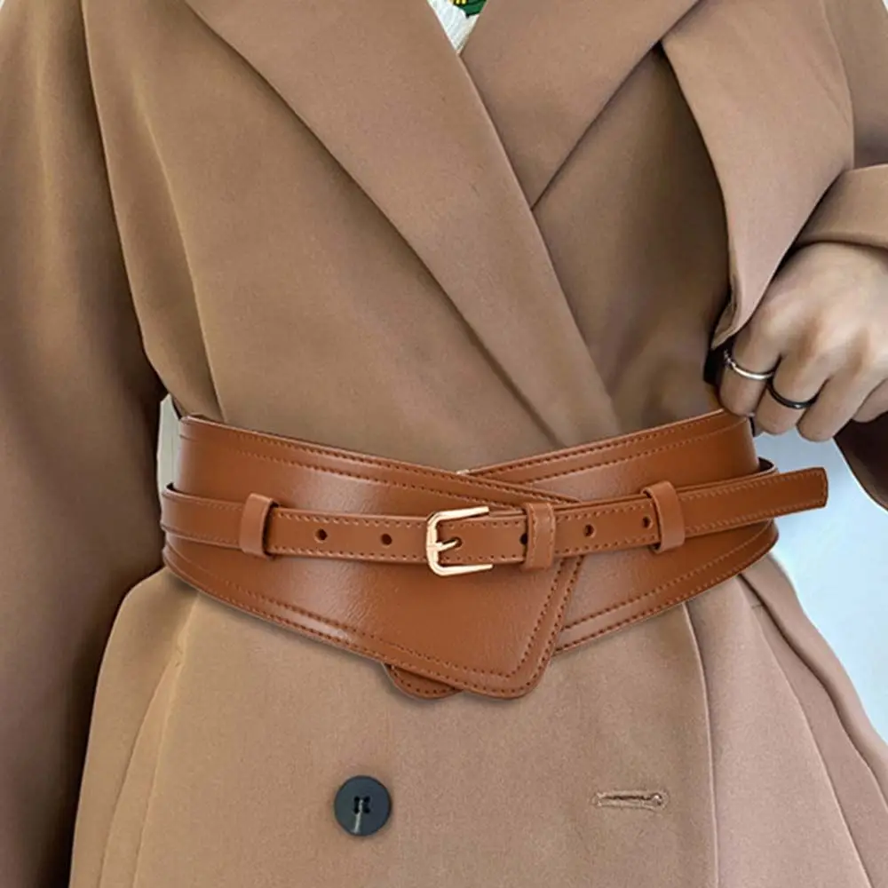 여성용 슬리밍 스웨터 오버코트 벨트 PU 가죽 의류 액세서리 허리띠 와이드 벨트 커머밴드 허리 벨트