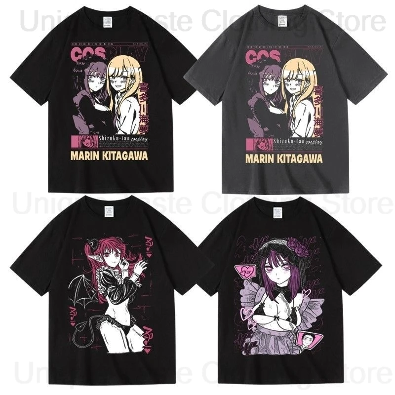 

Anime My Dress Up Darling T Shirt Marin Kitagawa Cartoon Cute Print T-shirt Men Women High Quality Cotton Short Sleeve Tee Tops