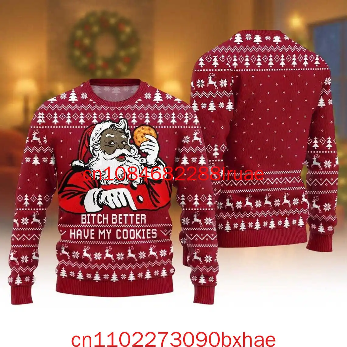 

Рождественский уродливый свитер Санта-Клауса, забавный свитер Санта-Клауса, забавный свитер с печеньем Санта-Клауса, рождественский праздничный подарок для мужчин и женщин, подарок