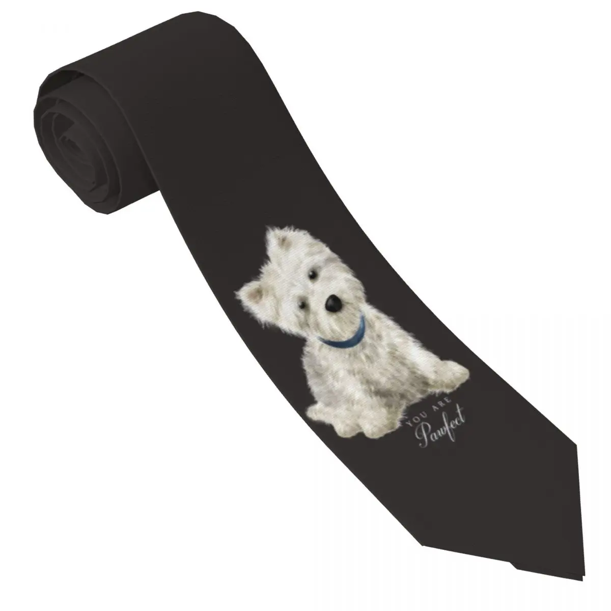 Custom Men Westie West Highland White Terrier Dog Neck Ties Fashion Tie For Banquet